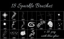 Load image into Gallery viewer, 18 Sparkle Photoshop Brushes and 18 Transparent PNG (Price reduced limited) Photoshop Brushes Pack