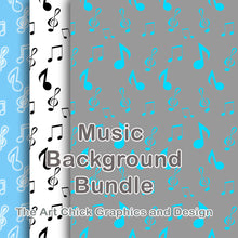 Load image into Gallery viewer, Music Pattern Background BUNDLE  - 12 files and 1 Bonus file