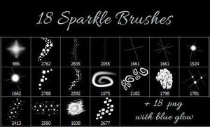 18 Sparkle Photoshop Brushes and 18 Transparent PNG (Price reduced limited) Photoshop Brushes Pack