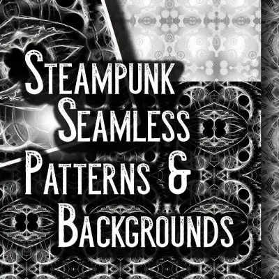 Steampunk Patterns and Backgrounds (10 each) Clockwork, gears all mechanical!