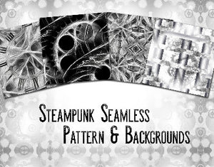 Steampunk Patterns and Backgrounds (10 each) Clockwork, gears all mechanical!